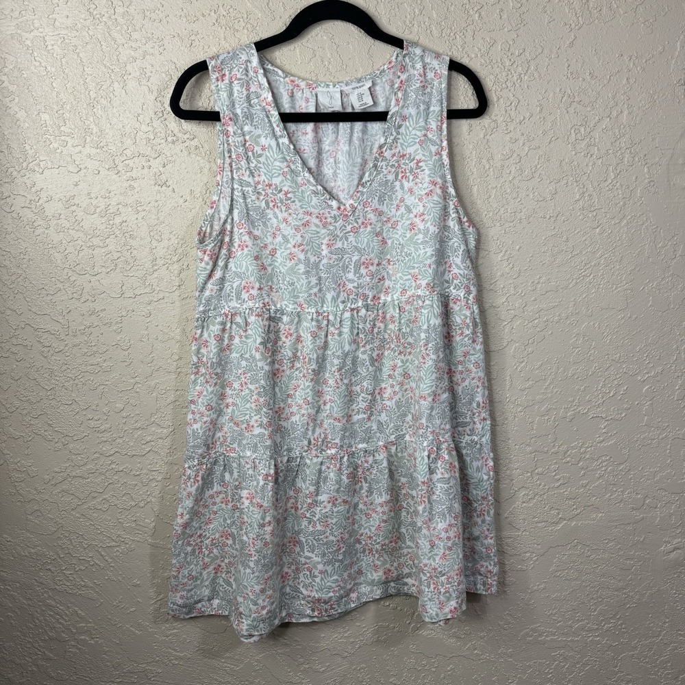 Joie Linen Floral Tiered Mini Dress Size‎ M Sleeveless Tiered Babydoll Cottage